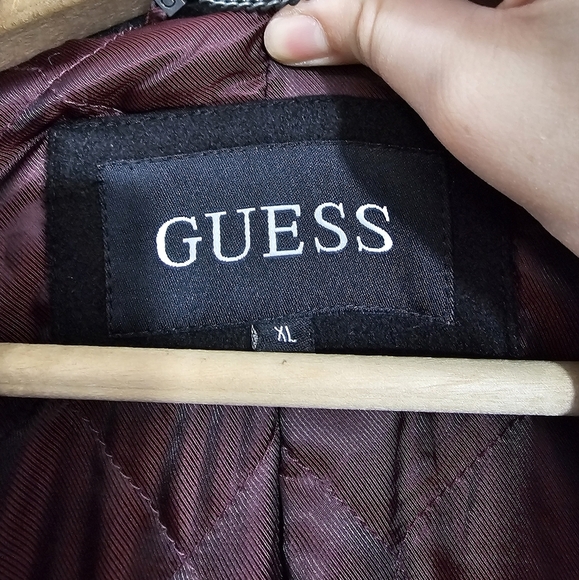 Guess Solid Black Wool Double Breasted Peacoat - Picture 4 of 4